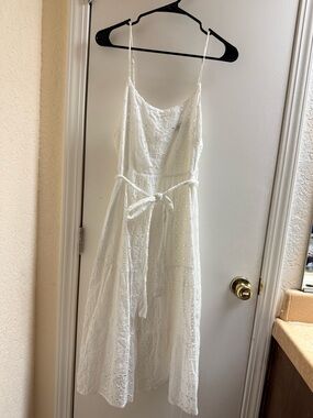 Lulu's White Eyelet Midi Lace Dress